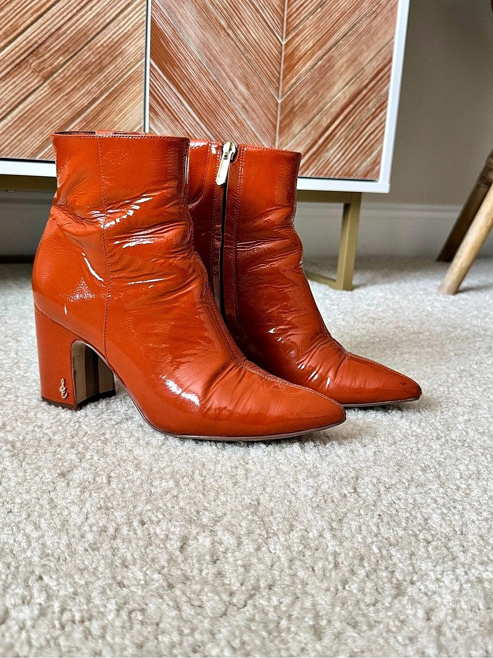 Sam Edelman Pointed-Toe Block Heeled Ankle Boots in Sienna Women’s size 8